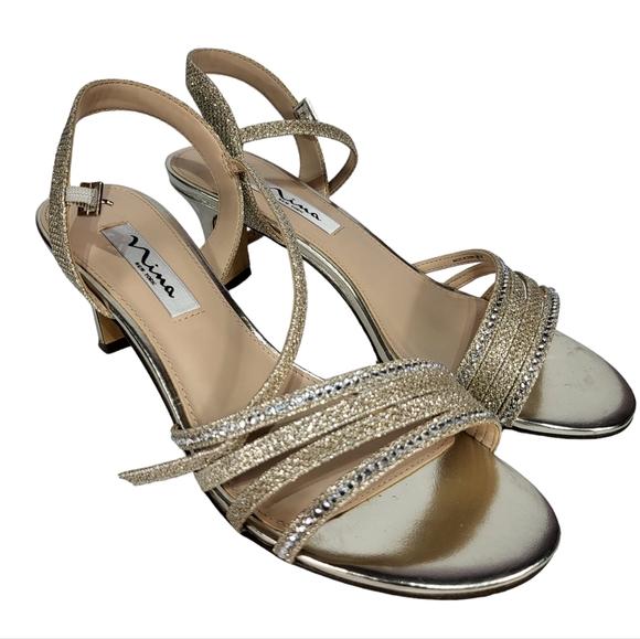 Nina Naleena Rhinestone Open Toe Wedding Sandals  8 - Picture 6 of 7